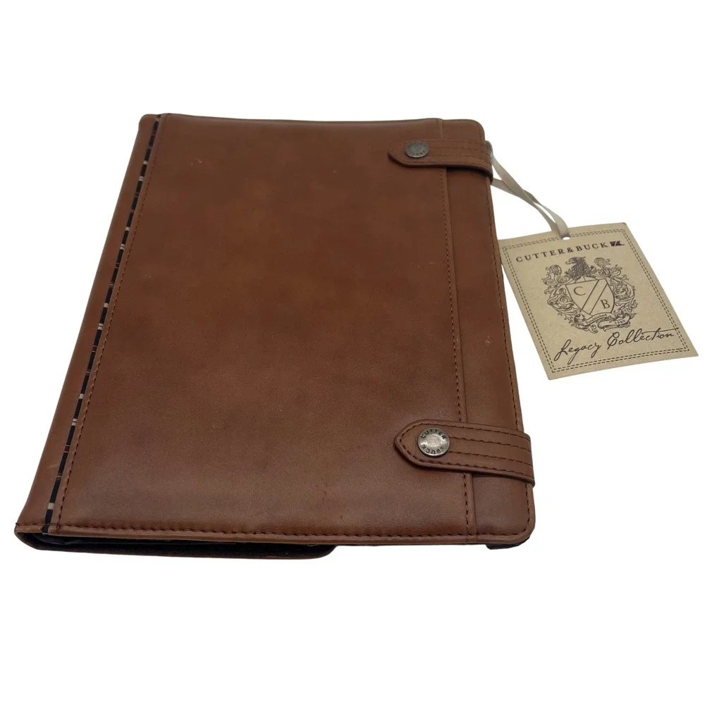 Cutter & Buck Tablet Case Legacy Collection Brown Leather Folio Rotating Cover